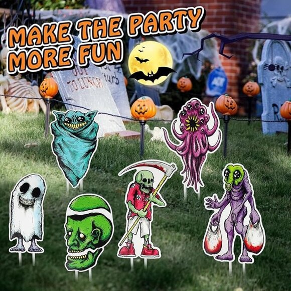 6 Pcs Decor Garden Lawn Yard Signs Stakes Halloween Decorations Outdoor - Picture 2 of 8